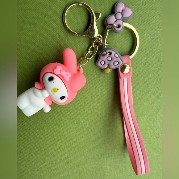 My Melody Pink Strap Keychain with Charms & Wristlet – Sanrio Kawaii Cute Gift - Picture 8 of 17